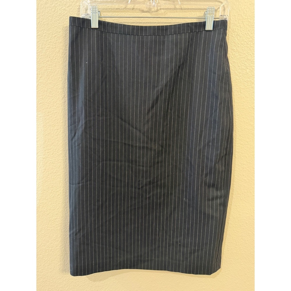 Banana Republic Stretch Pinstripe Pencil Skirt Women‎ Size 8 Navy Wool Blend